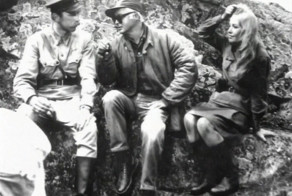 Андрей Мартынов, Станислав Ростоцкий и Ольга Остроумова на съёмках "А зори здесь тихие"