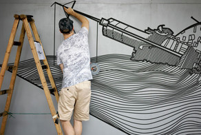 Изолента вместо краски. Прекрасный стрит-арт из подручных материалов