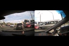 Девушка с разбега влетела во внедорожник