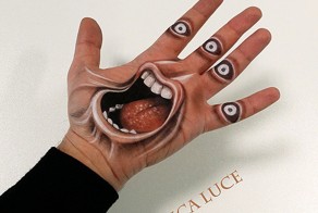 3D рисунки на собственной ладони от художника Luca Luce