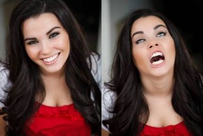 Девушки мастерски гримасничают