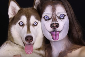 С помощью макияжа женщина превратилась в сибирского хаски