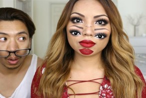 Психоделичный двуликий макияж на Хэллоуин, который взорвёт мозг!