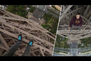 Англичанин залез на Эйфелеву башню без снаряжения и снял всё это на камеру от первого лица