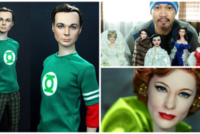 Художник раскрашивает кукол так, что они становятся похожи на персонажей кинофильмов и актёров