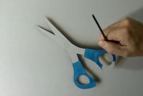 Невероятно реалистичный рисунок ножниц