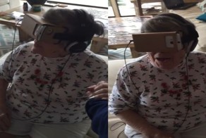  Бабушка впервые испытала на себе американские горки в очках виртуальной реальности