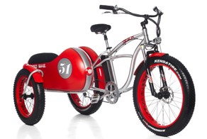 Электрический винтажный велоцикл с коляской