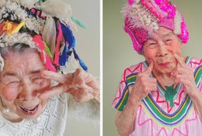 93-летняя бабушка позирует в одежде своей правнучки