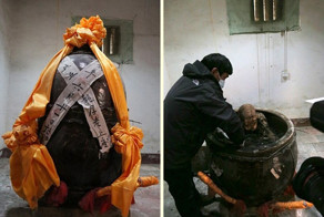 Вскрыли чашу с телом китайского монаха, умершего 3 года назад