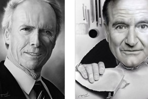 Фотореалистичные портреты знаменитостей нарисованные простым карандашом
