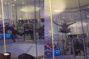 Этот парень летает по воздуху, словно птица! Фантастическое выступление в аэротрубе