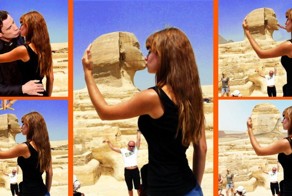 Забавные фотожабы на снимок девушки, целующей Сфинкса