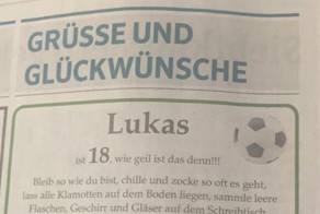 Родители опубликовали странные пожелания на 18 день рождения сына