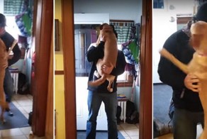 Неподдельная радость собаки после двух месяцев разлуки с хозяином