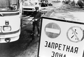 Пожарные машины на Чернобыльской АЭС