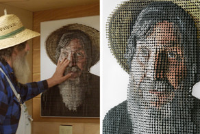 3D-портрет из шурупов, который теперь может "увидеть" слепой художник