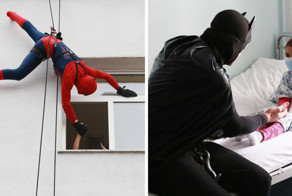 Албанские полицейские в костюмах супергероев поздравили маленьких пациентов с Днем защиты детей