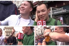 Как российского корреспондента отправили вести прямой эфир к английским фанатам (1 фото+видео)