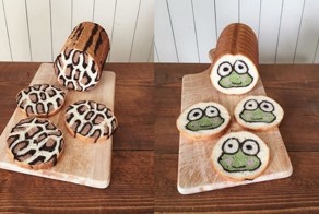 Хлеб с сюрпризом, внутри которого спрятаны забавные рисунки