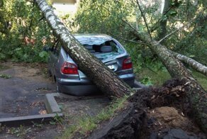 Автомобили, пострадавшие от урагана в Минске