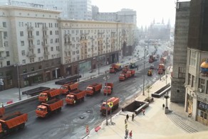 Таймлапс видео ремонта Тверской улицы а Москве