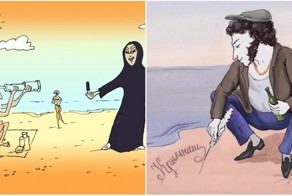 Весёлые карикатуры «Бесэдера?» на пляжную тему