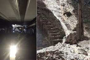 Из-за аварии, вызванной оползнем, пассажиры провели четыре часа в темном туннеле