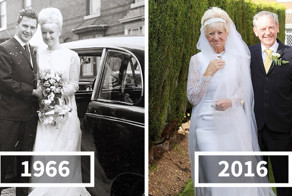 Пожилая пара отпраздновала 50-летие свадьбы, надев те же наряды, что и в 1966 году