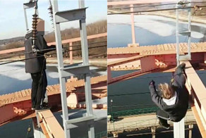 Российский адреналиновый маньяк сорвался с 30-метровой высоты, схватившись за электропровода
