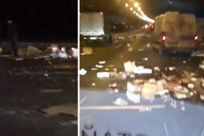 Шоссе в Подмосковье намазали красной икрой
