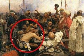 100 раз видел эту картину, но никогда не задумывался, почему этот казак без рубашки