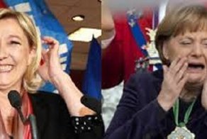 Ле Пен (прямо в лицо Меркель и Олланд): "Штатовская служка, и ее верный шнырь - вам конец!"