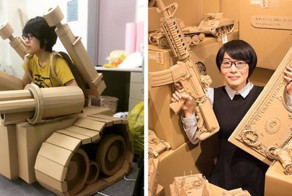 Девушка превращает старые картонные коробки в танки, еду и другие невероятные скульптуры