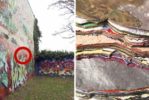 Огромный слой краски отвалился от 30-летнего граффити, и вот как он выглядит