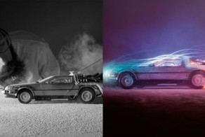 Реалистичные снимки DeLorean, при помощи игрушечного автомобиля