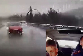 Авария дня. Лобовое столкновение с автомобилем ДПС