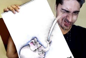 Художник из Ирака делает из своих картин скетчи