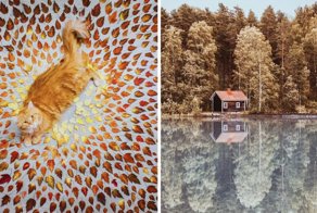 Она фотографирует красоту осени на нашей планете