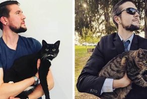 Этот парень фотографируется со всеми встречными котами, и на то у него есть веская причина