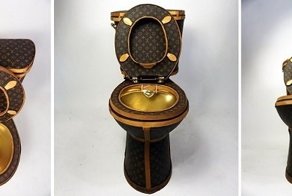Художница сделала унитаз из 24 сумок Louis Vuitton