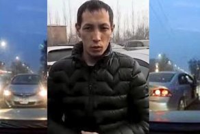 В Бишкеке хам пытался проехать по "встречной", а затем обматерил водителя, который его не пропустил