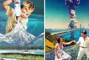 Сюрреалистические коллажи из журнальных вырезок от художницы Евгении Лоли