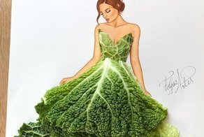 Армянский fashion-иллюстратор создаёт эскизы одежды из подручных средств