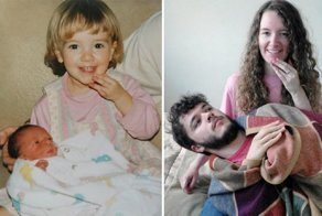 Брат с сестрой воссоздали свои детские снимки на годовщину свадьбы родителей