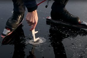 Завораживающие звуки при катании на коньках по тонкому льду