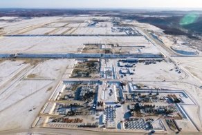 Cтроительство Амурского газоперерабатывающего завода, площадь завода — 800 га (январь 2018)