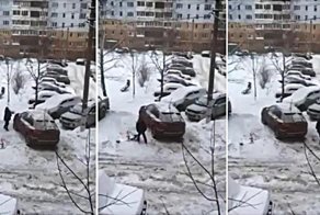 Неадекватная автомобилистка засыпала чужую машину снегом, решив, что у неё есть личное парковочное место