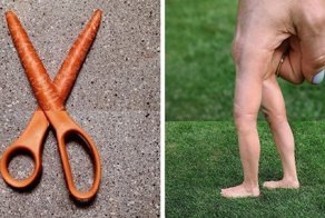 Фотограф настолько умело соединяет несочетаемые вещи, что, кажется, они существуют на самом деле