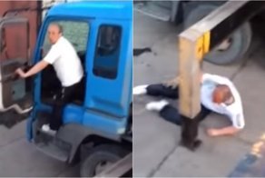 Приключения пьяного водителя манипулятора на объекте